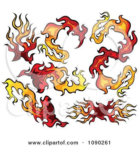 Clipart Red And Yellow Flame Design Elements - Royalty Free Vector Illustration by Chromaco