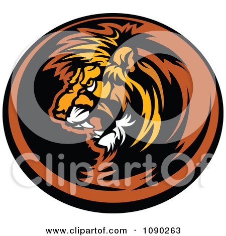 Clipart Dark Lion Mascot Circle - Royalty Free Vector Illustration by Chromaco