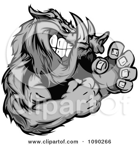 Clipart Fighting Boar Mascot - Royalty Free Vector Illustration by Chromaco