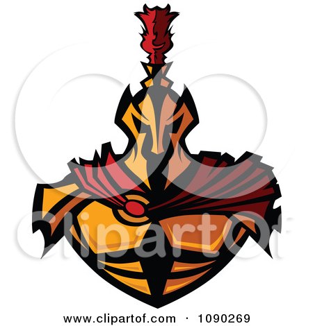 Clipart Gold Spartan Warrior With A Red Cape - Royalty Free Vector Illustration by Chromaco
