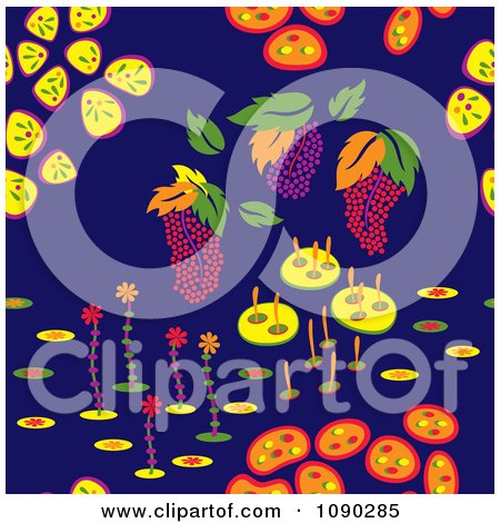 Clipart Seamless Colorful Fruit And Backyard Plant Background - Royalty Free Vector Illustration by Cherie Reve