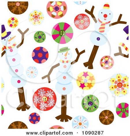 Clipart Seamless Snowman And Ornament Background - Royalty Free Vector Illustration by Cherie Reve