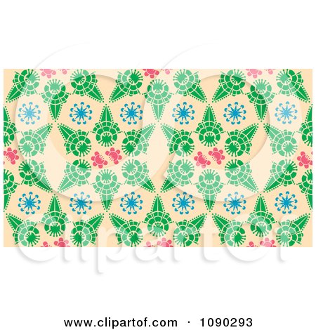 Clipart Seamless Kaleidoscope Blossom Floral Pattern - Royalty Free Vector Illustration by Cherie Reve
