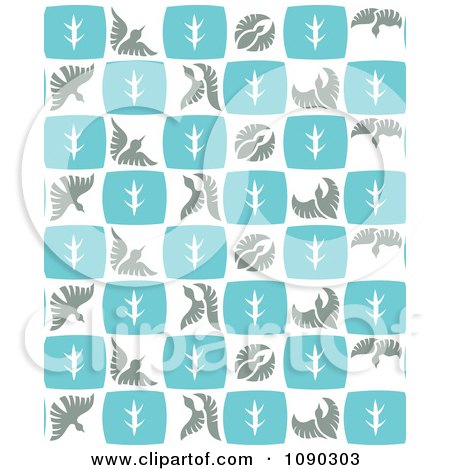 Clipart Seamless Blue Gray And White Flying Bird Background - Royalty Free Vector Illustration by Cherie Reve
