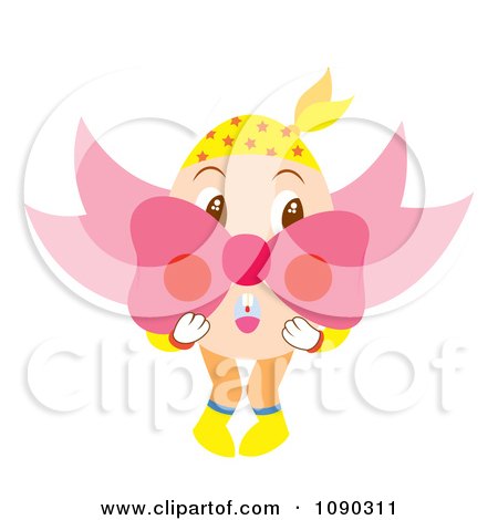 Clipart Surprised Easter Egg Holding A Bow - Royalty Free Vector Illustration by Cherie Reve