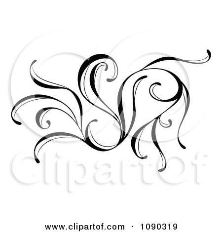 Clipart Black And White Decorative Flourish - Royalty Free Vector Illustration by Cherie Reve