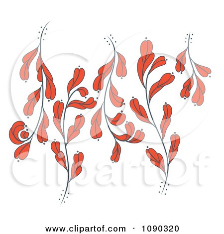 Clipart Red Decorative Floral Branches - Royalty Free Vector Illustration by Cherie Reve