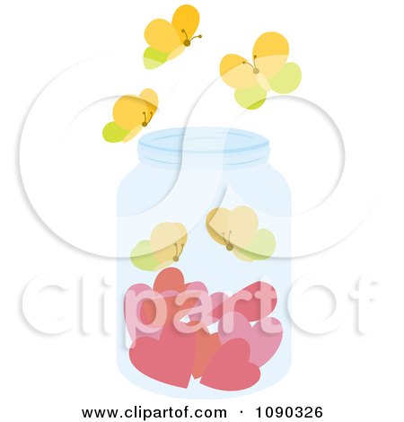 Clipart Jar With Hearts And Butterflies - Royalty Free Vector Illustration by Cherie Reve