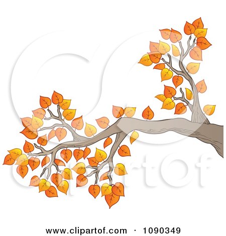 Clipart Tree Branch With Autumn Leaves - Royalty Free Vector Illustration by visekart