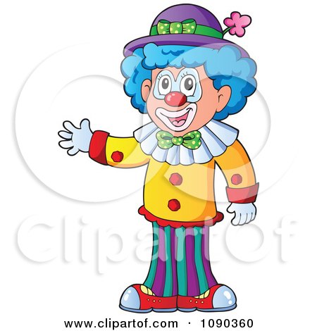 Clipart Male Clown Waving - Royalty Free Vector Illustration by visekart