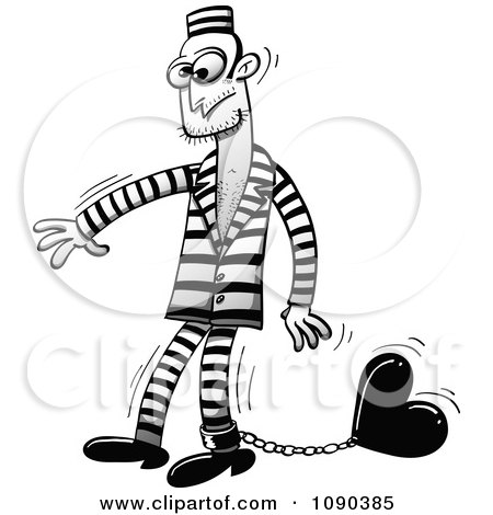 Clipart Male Prisoner Shackled To A Heart - Royalty Free Vector Illustration by Zooco