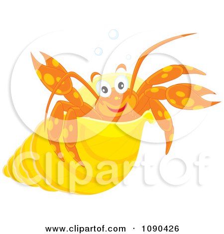 Clipart Cute Hermit Crab In A Yellow Shell - Royalty Free Vector Illustration by Alex Bannykh