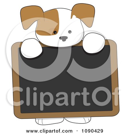 Clipart Cute Puppy Holding A Blank Chalk Board - Royalty Free Vector Illustration by Maria Bell