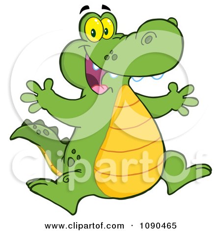 Clipart Excited Alligator Jumping - Royalty Free Vector Illustration by Hit Toon