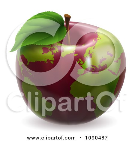 Clipart 3d Red Apple Globe With Green Continents - Royalty Free Vector Illustration by AtStockIllustration