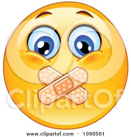 Clipart Silenced Emoticon Face With Bandages Over His Mouth - Royalty Free Vector Illustration by yayayoyo