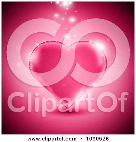 Clipart  Magic Lights Sparkling On And Above A Pink Heart - Royalty Free Vector Illustration by MilsiArt