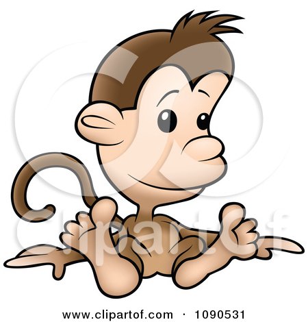 Clipart Sitting Monkey - Royalty Free Vector Illustration by dero