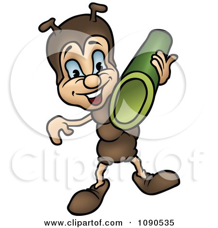 Clipart Ant Carrying A Plant Stem - Royalty Free Vector Illustration by dero