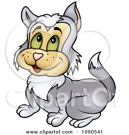 Clipart Smiling Gray Cat - Royalty Free Vector Illustration by dero