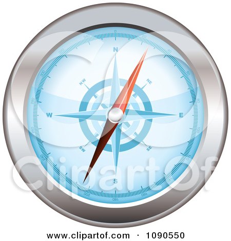Clipart 3d Blue And Chrome Compass - Royalty Free Vector Illustration by michaeltravers