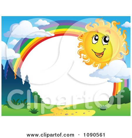 Clipart Happy Summer Sun By A Rainbow Frame - Royalty Free Vector Illustration by visekart