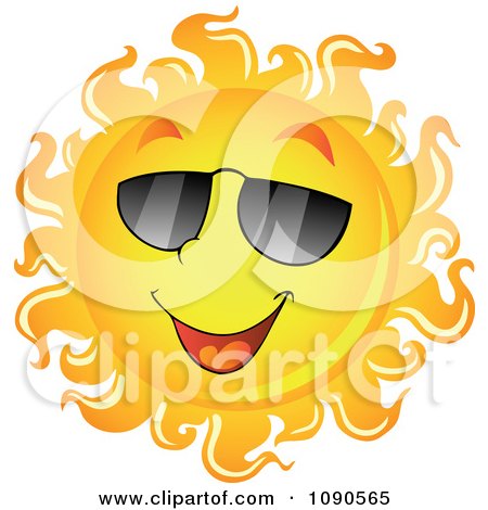 Clipart Smiling Summer Sun With Shades - Royalty Free Vector Illustration by visekart