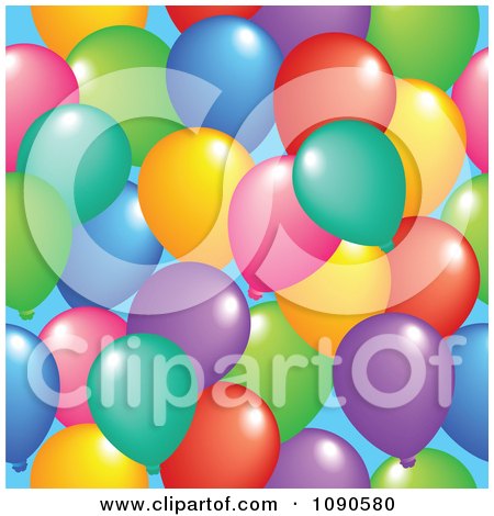 Clipart Seamless Colorful Party Balloon Background - Royalty Free Vector Illustration by visekart