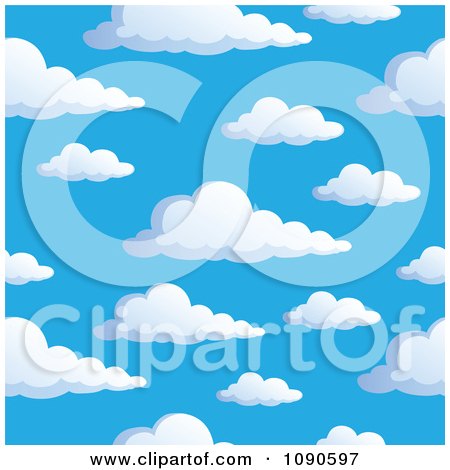 Clipart Seamless Colorful Puffy Cloud And Blue Sky Background - Royalty Free Vector Illustration by visekart