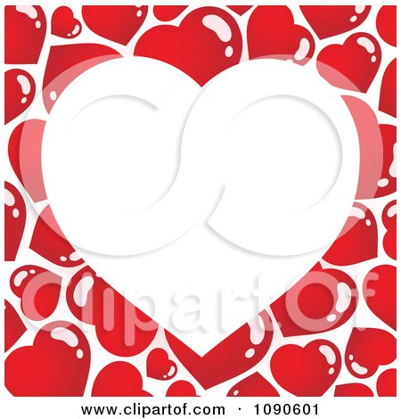 Clipart White Heart Over A Red Pattern Background - Royalty Free Vector Illustration by visekart