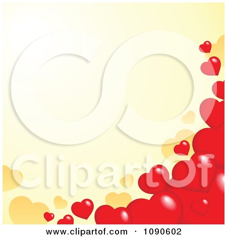 Clipart Red Heart Border Over Yellow Copyspace - Royalty Free Vector Illustration by visekart