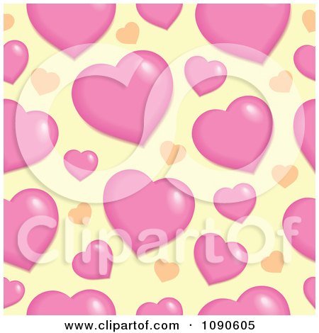 Clipart Seamless Pink And Yellow Heart Background - Royalty Free Vector Illustration by visekart