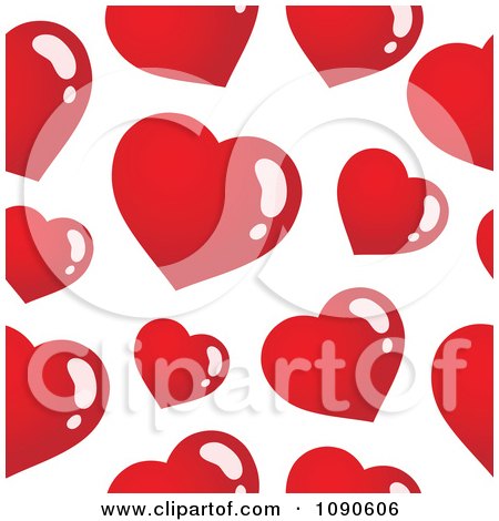 Clipart Seamless Red Heart Pattern - Royalty Free Vector Illustration by visekart