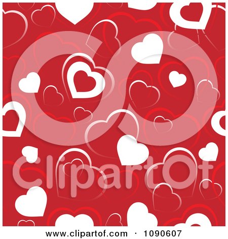 Clipart Seamless Red And White Heart Background - Royalty Free Vector Illustration by visekart