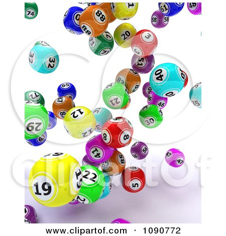 Clipart 3d Colorful Falling Bingo Balls - Royalty Free CGI Illustration by KJ Pargeter