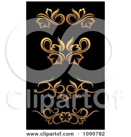 Clipart Golden Flourish Rule And Border Design Elements 4 - Royalty Free Vector Illustration by Vector Tradition SM