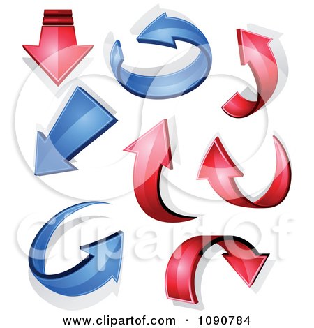 Clipart 3d Red And Blue Arrows And Shadows - Royalty Free Vector Illustration by Vector Tradition SM