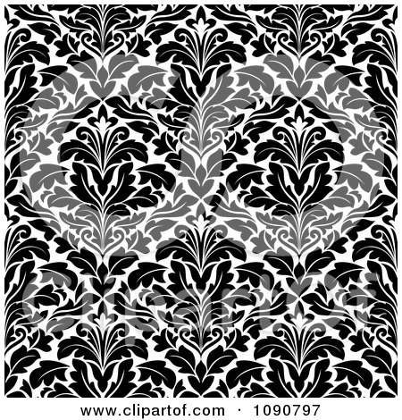 Clipart Black And White Triangular Damask Pattern Seamless Background 1 - Royalty Free Vector Illustration by Vector Tradition SM