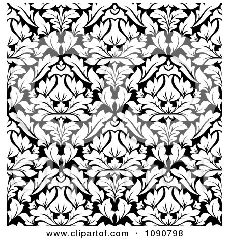 Clipart Black And White Triangular Damask Pattern Seamless Background 3 - Royalty Free Vector Illustration by Vector Tradition SM