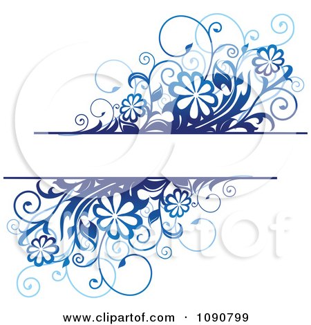 Clipart Text Box With Blue Daisy Flowers And Vines - Royalty Free Vector Illustration by Vector Tradition SM
