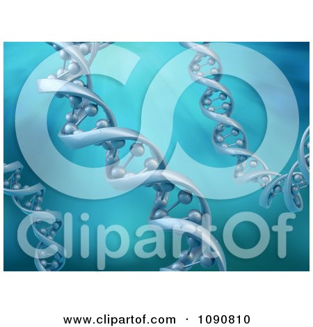 Clipart 3d Strands Of Dna Over Blue - Royalty Free CGI Illustration by Mopic