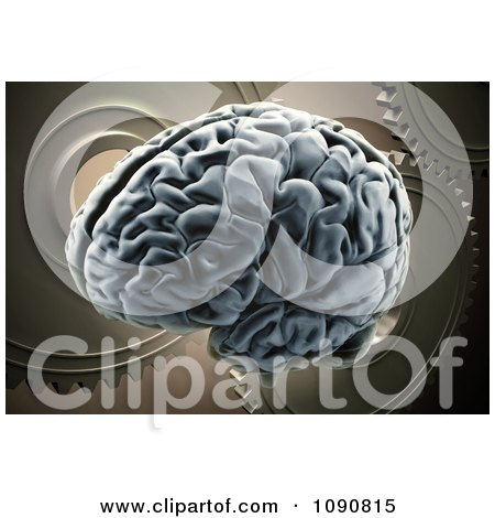 Clipart 3d Human Brain Over Gears - Royalty Free CGI Illustration by Mopic