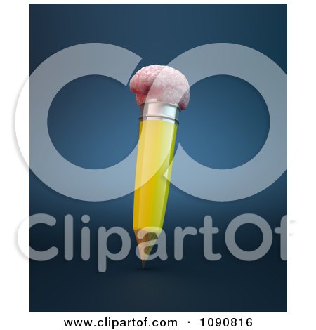 Clipart 3d School Pencil With A Brain Eraser - Royalty Free CGI Illustration by Mopic