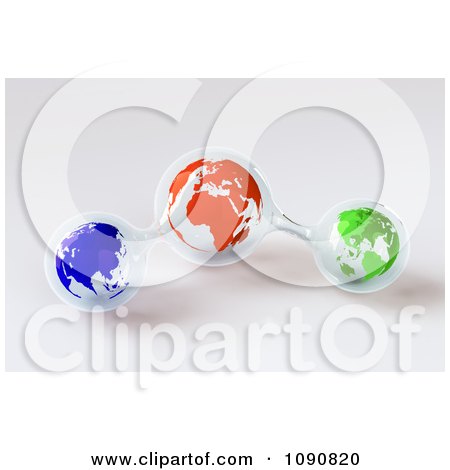 Clipart 3d Blue Red And Green Globes Inside A Glass Statue - Royalty Free CGI Illustration by Mopic