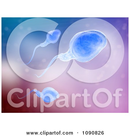 Clipart 3d Blue Sperm Cells Swimming In Search Of An Egg - Royalty Free CGI Illustration by Mopic