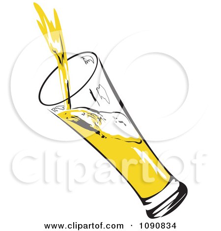 Clipart Beer Pouring Into A Tilted Glass - Royalty Free Vector Illustration by erikalchan