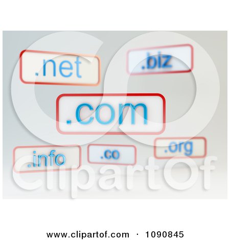 Clipart 3d Web Address Domain Extension Panels - Royalty Free CGI Illustration by Mopic