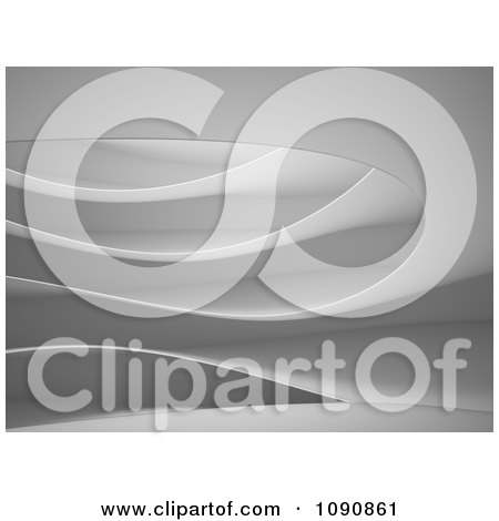 Clipart 3d Gray Interior With Waves Or Shelves - Royalty Free CGI Illustration by Mopic