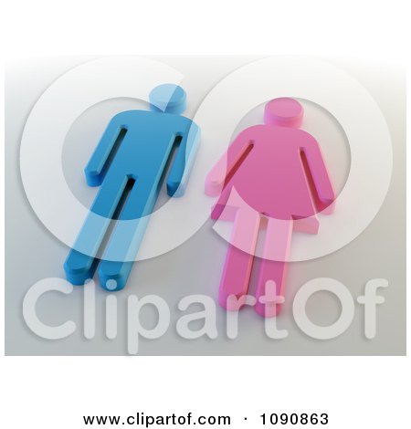 Clipart 3d Blue Male And Pink Female Over Gray - Royalty Free CGI Illustration by Mopic