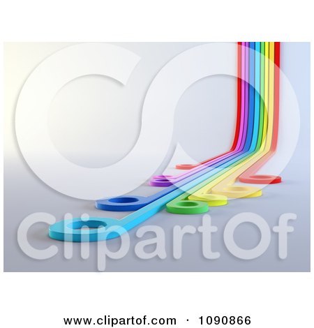 Clipart 3d Rainbow Lines Curving Upwards With Circle Tips - Royalty Free CGI Illustration by Mopic